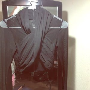 Mesh long sleeve crop top